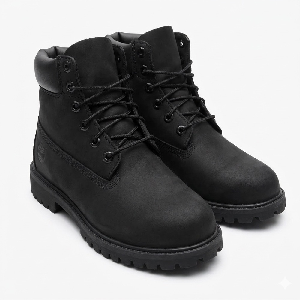 Timberland Nubuck 6 Inch Black Waterproof Insulated Jr Youth Boy Size 6 Boots
